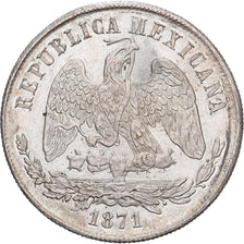 Mexico, 1 Peso, 1871, Zacatecas, Silver, AU(55-58)