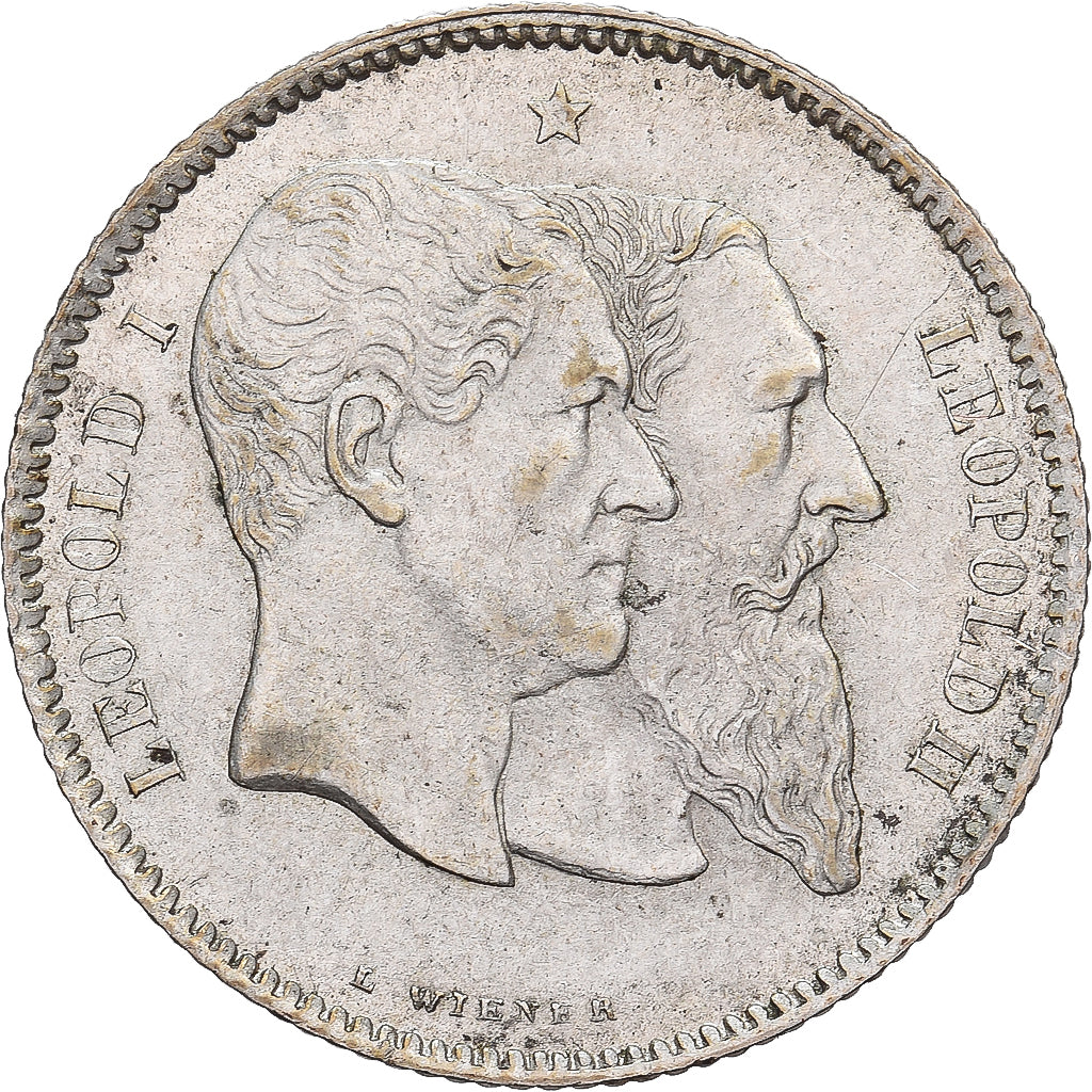 Belgium, Leopold II, 1 Franc, 1880, Brussels, Silver, MS(63)
