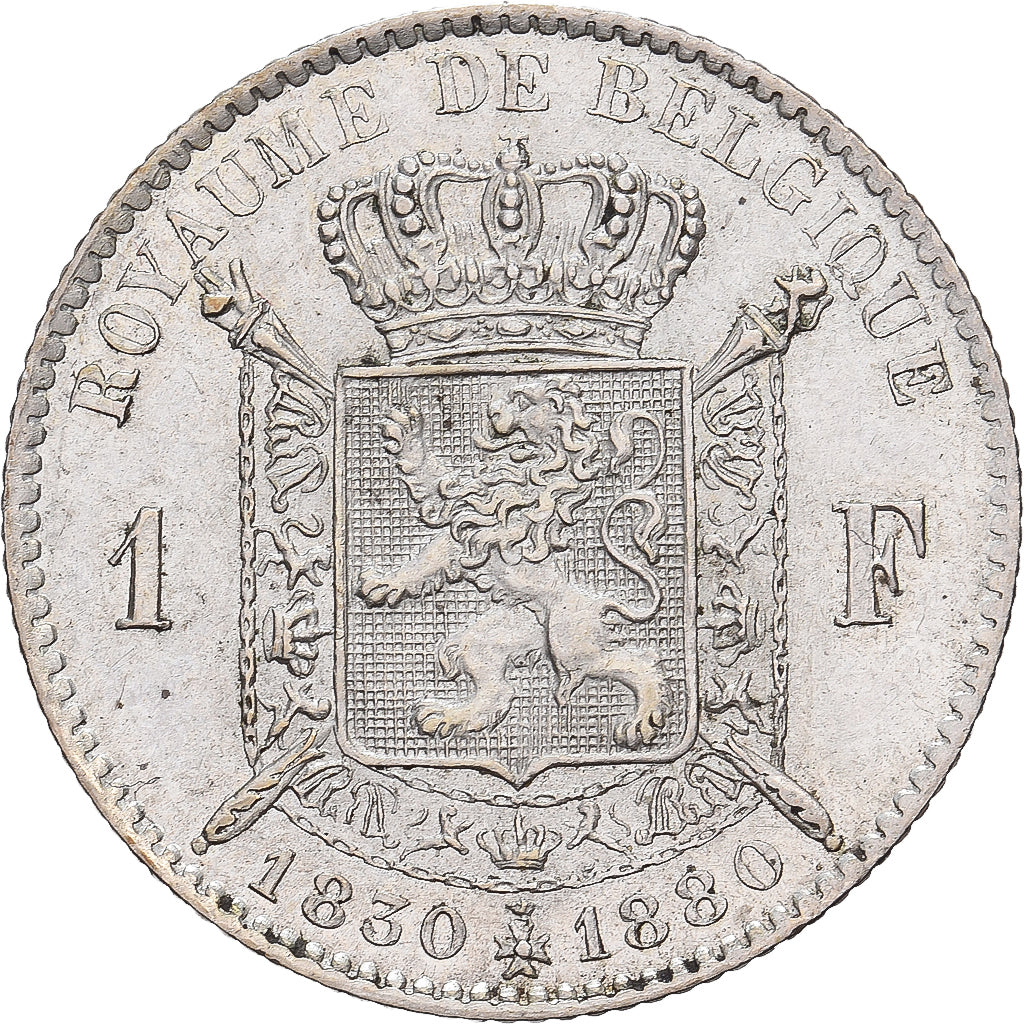Belgium, Leopold II, 1 Franc, 1880, Brussels, Silver, MS(63)