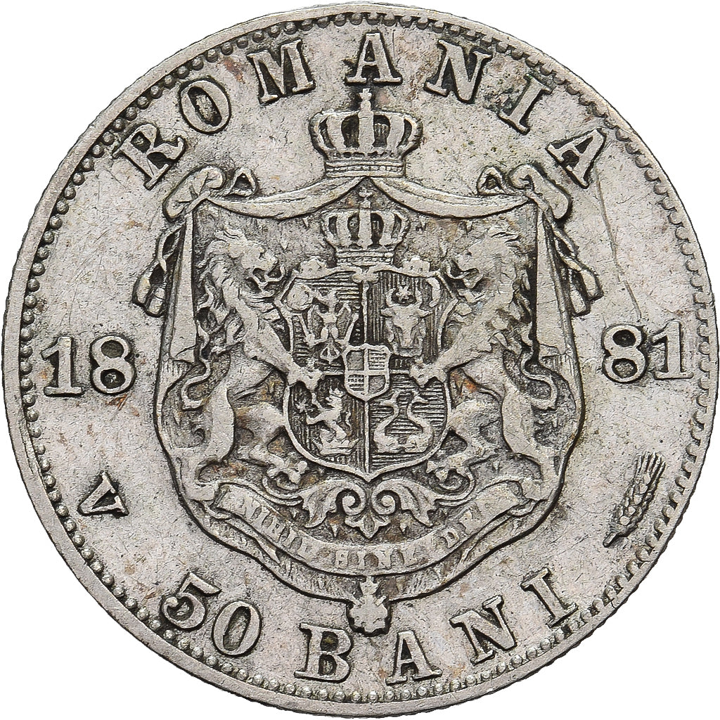 Rumunia, Carol I, 50 Bani, 1881, Srebro, EF(40-45)