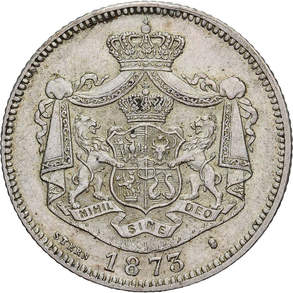 Roménia, Carol I, 1 Leu, 1873, Prata, AU(50-53)