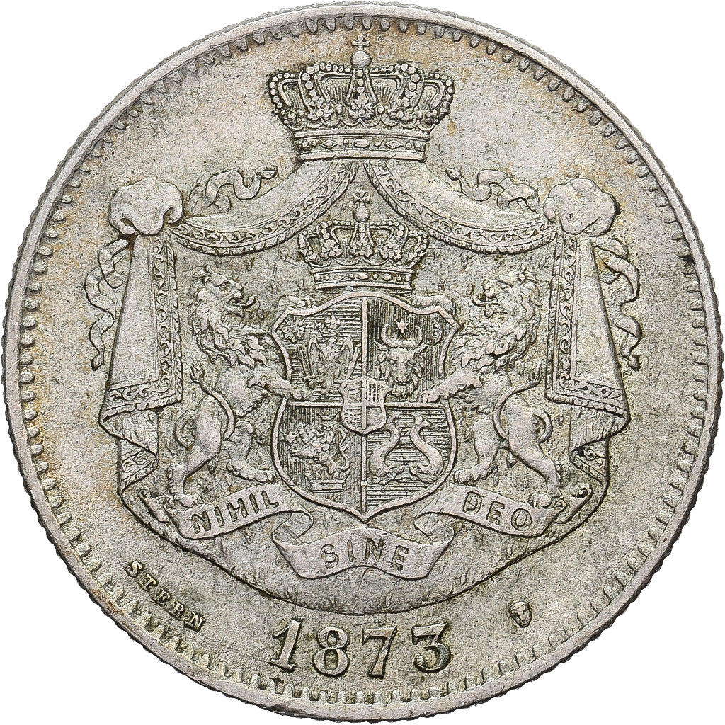 Romania, Carol I, 2 Lei, 1873, Brussels, Silver, AU(50-53)