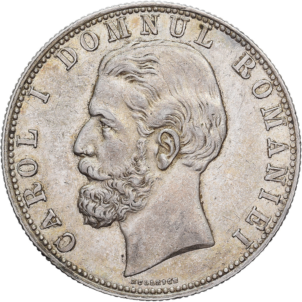 Romania, Carol I, 5 Lei, 1880, Bucharest, Silver, AU(50-53)