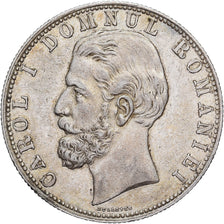 Romania, Carol I, 5 Lei, 1880, Bucharest, Silver, AU(50-53)
