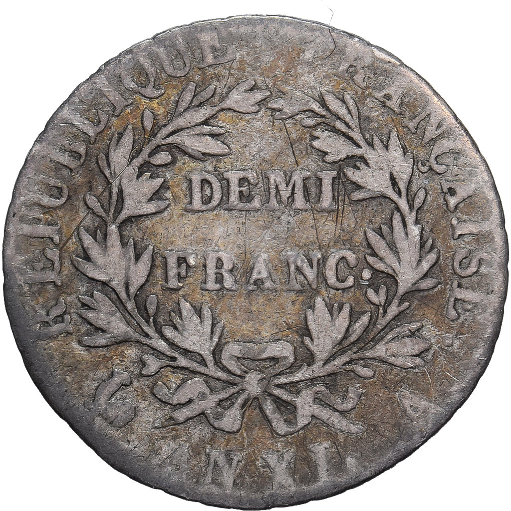 Frankrijk, Napoléon Bonaparte, 1/2 Franc, An XI, Paris, Zilver, ZG+