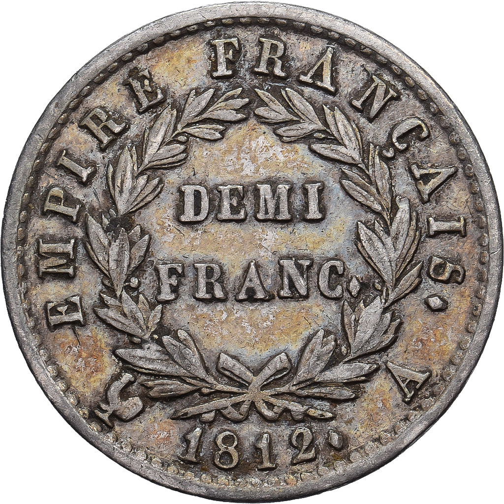 Frankrijk, Napoleon I, 1/2 Franc, 1812, Paris, Zilver, ZF+, Gadoury:399