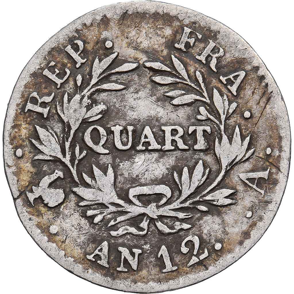 Frankrijk, Napoléon Bonaparte, Quart, An 12, Paris, Zilver, FR, Gadoury:346