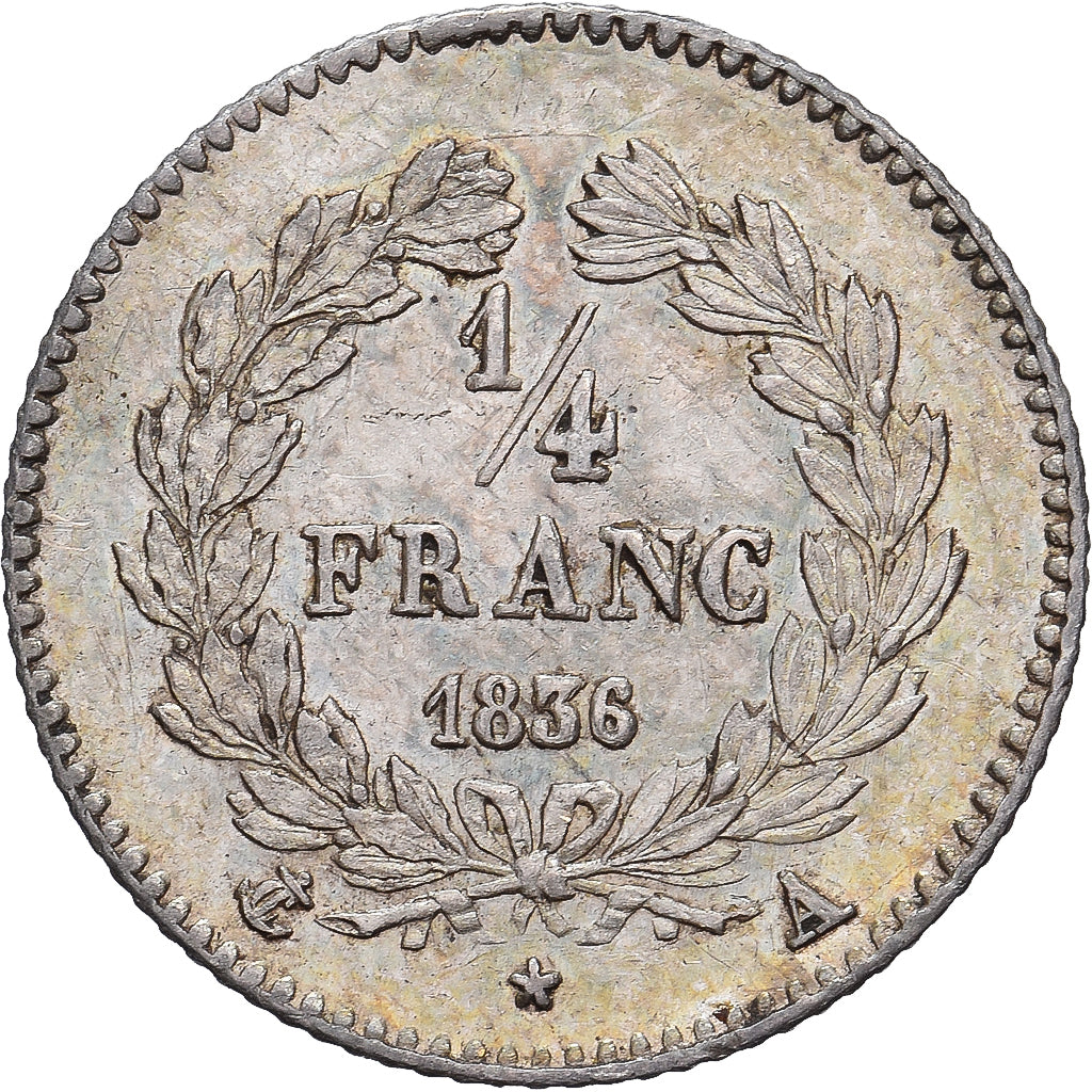 Frankrijk, Louis Philippe I, 1/4 Franc, 1836, Paris, Zilver, PR