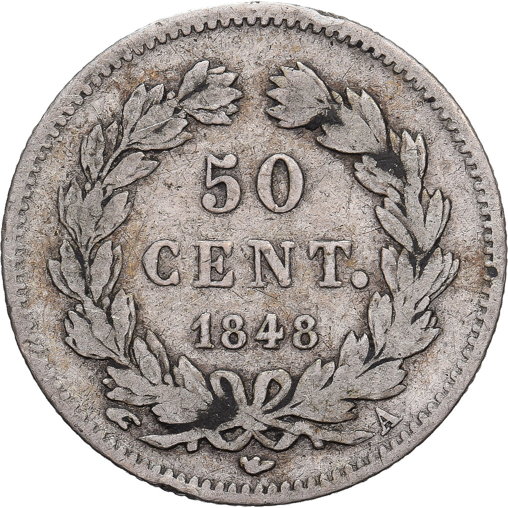 France, Louis-Philippe Ier, 50 Centimes, 1848, Paris, Argent, TB
