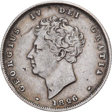 Grã-Bretanha, George IV, 1 Shilling, 1826, London, Prata, EF(40-45)