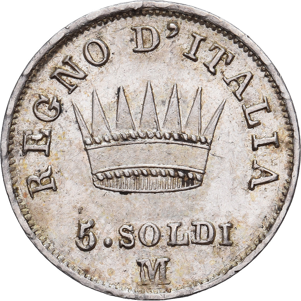 Kingdom of Italy, Napoleon I, 5 Soldi, 1811, Milan, Plata, MBC+