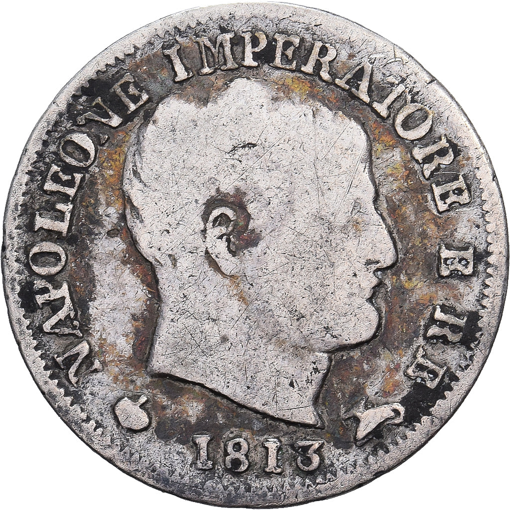Kingdom of Italy, Napoleon I, 5 Soldi, 1813, Milan, Plata, BC