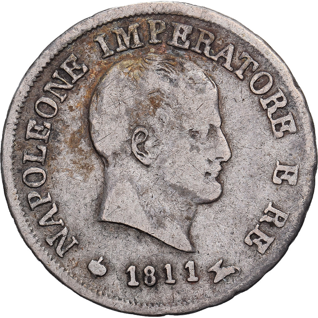 Kingdom of Italy, Napoleon I, 10 Soldi, 1811, Milan, Plata, BC+