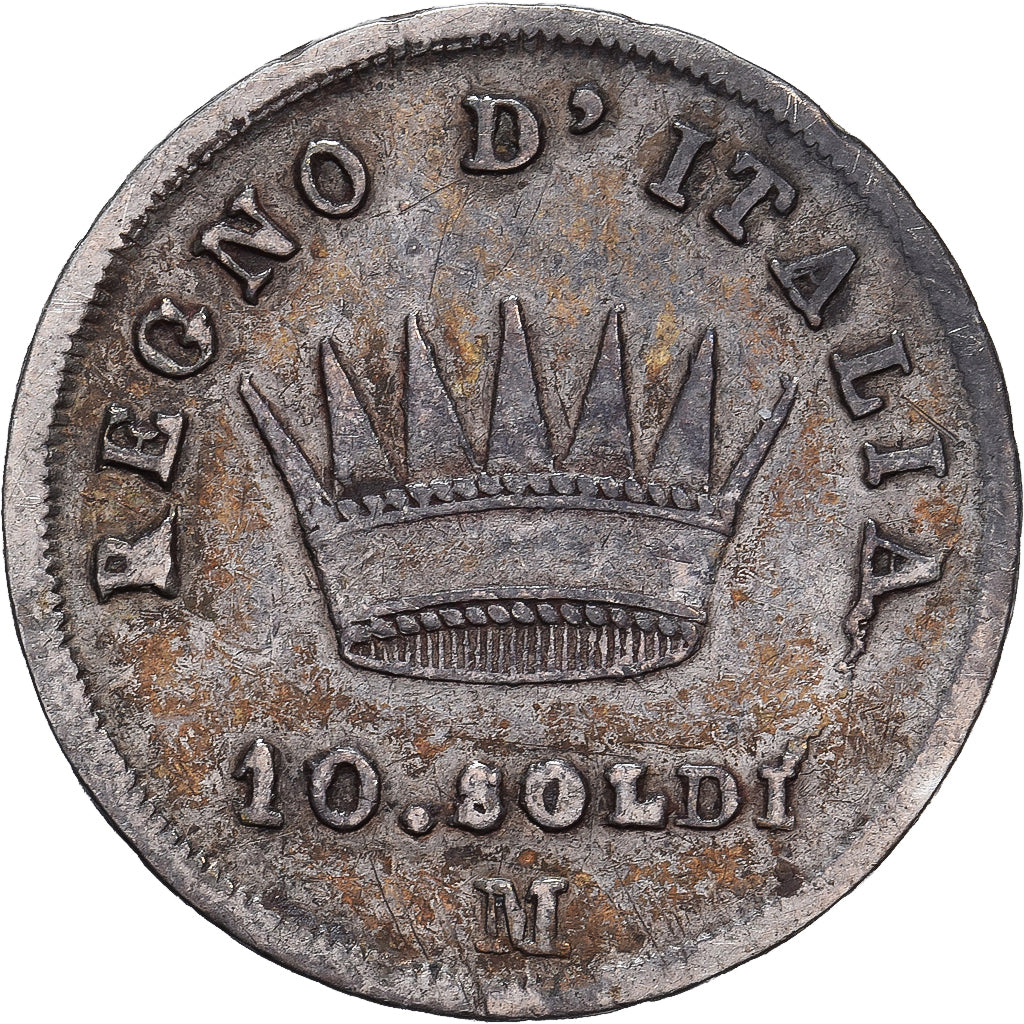 Kingdom of Italy, Napoleon I, 10 Soldi, 1811, Milan, Plata, BC+