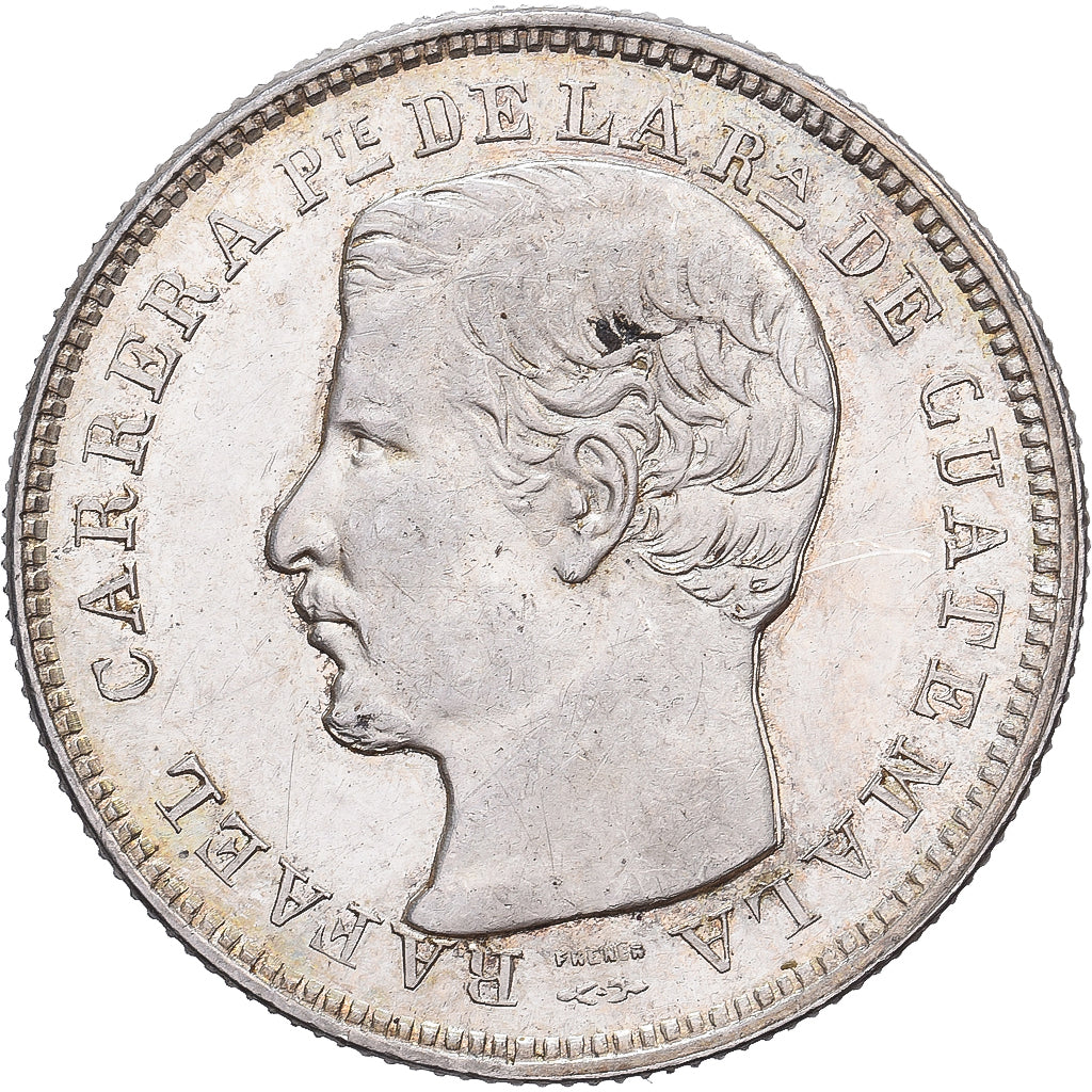 Guatemala, Rafael Carrera, 4 Réales, 1865, Srebro, AU(55-58)