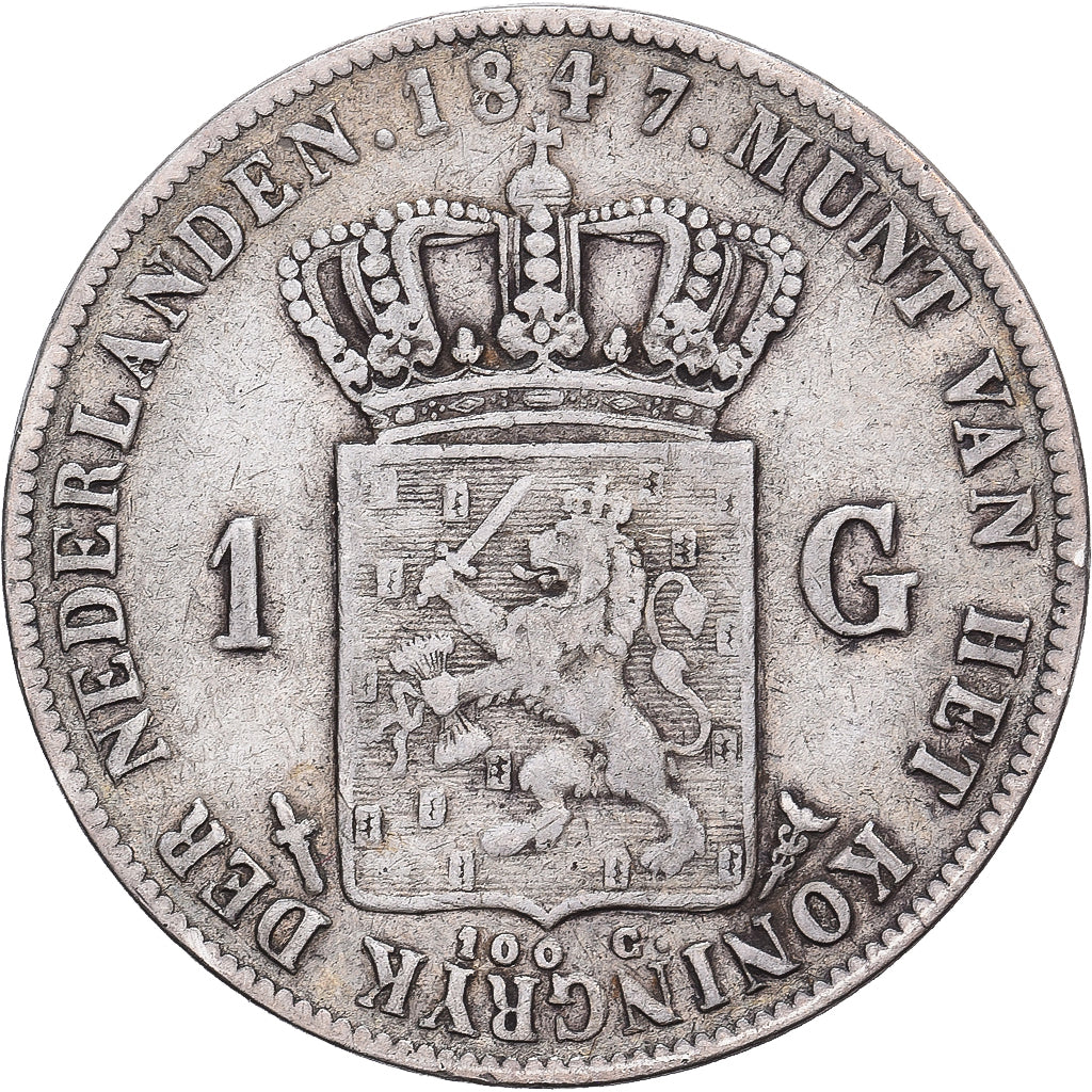 Netherlands, Willem II, 1 Gulden, 1847, Utrecht, Silver, VF(30-35)