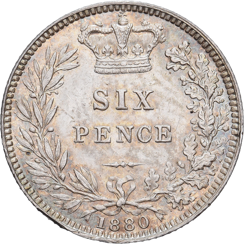Wielka Brytania, Victoria, 6 Pence, 1880, London, Srebro, MS(60-62)