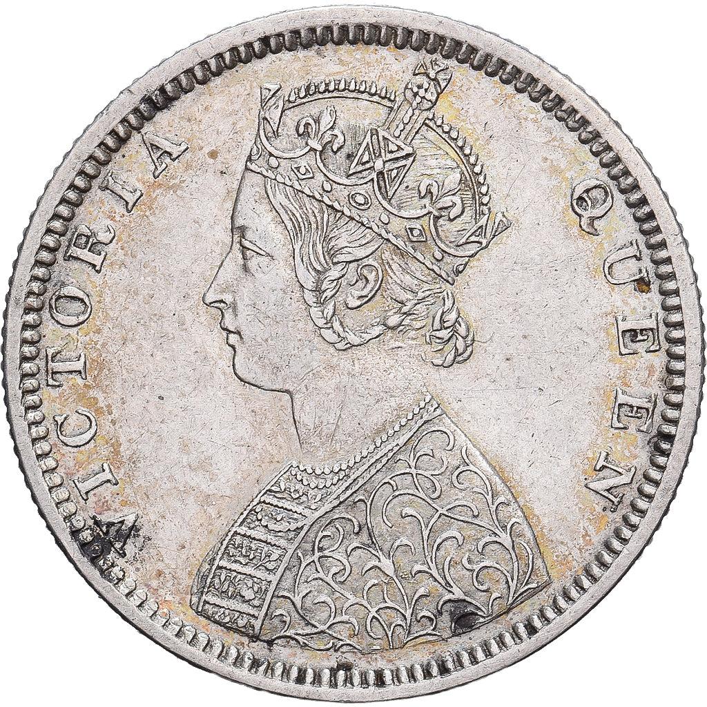 Índia-Britânica, Victoria, 1/2 Rupee, 1874, Prata, AU(50-53)
