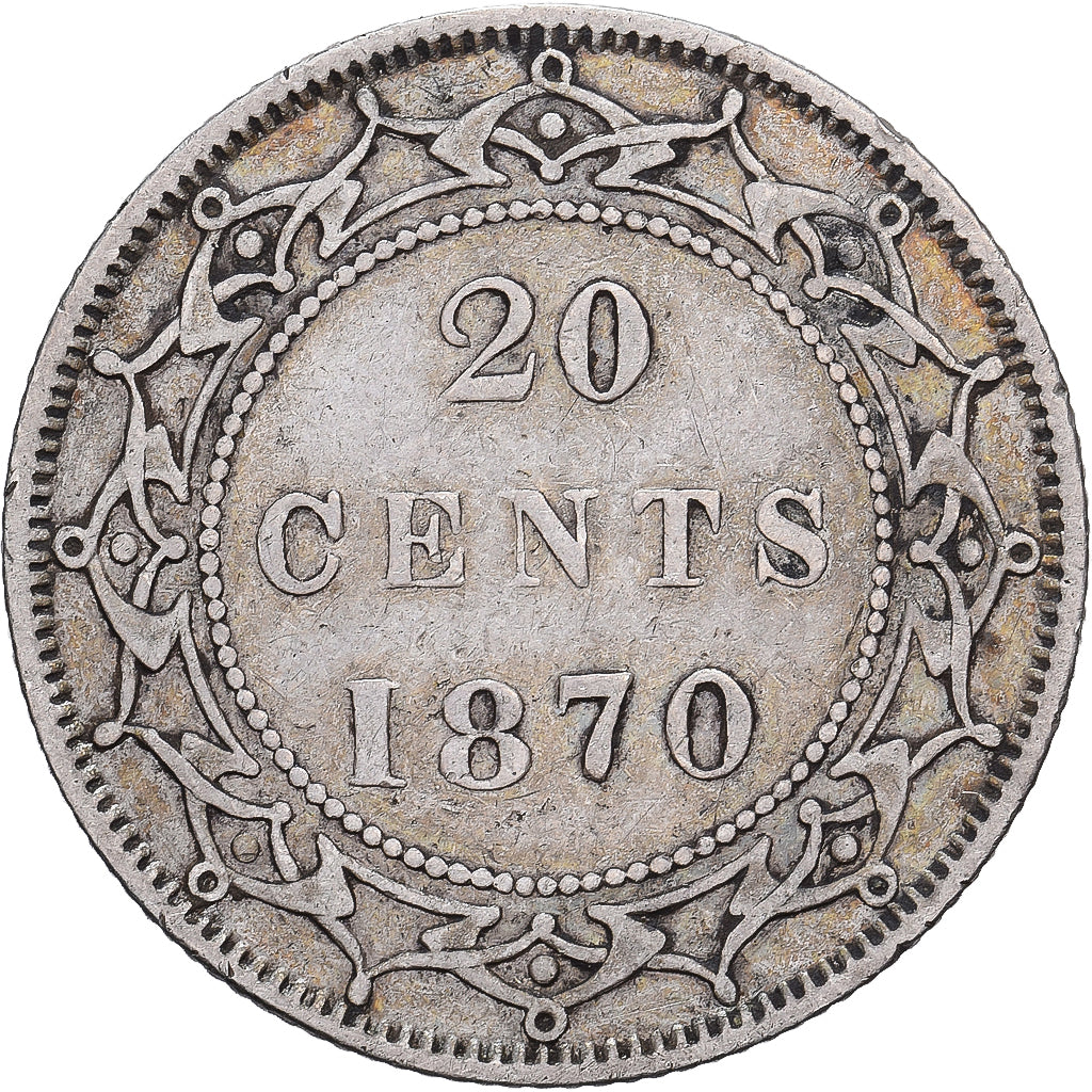 NEWFOUNDLAND, Victoria, 20 Cents, 1870, Zilver, ZF