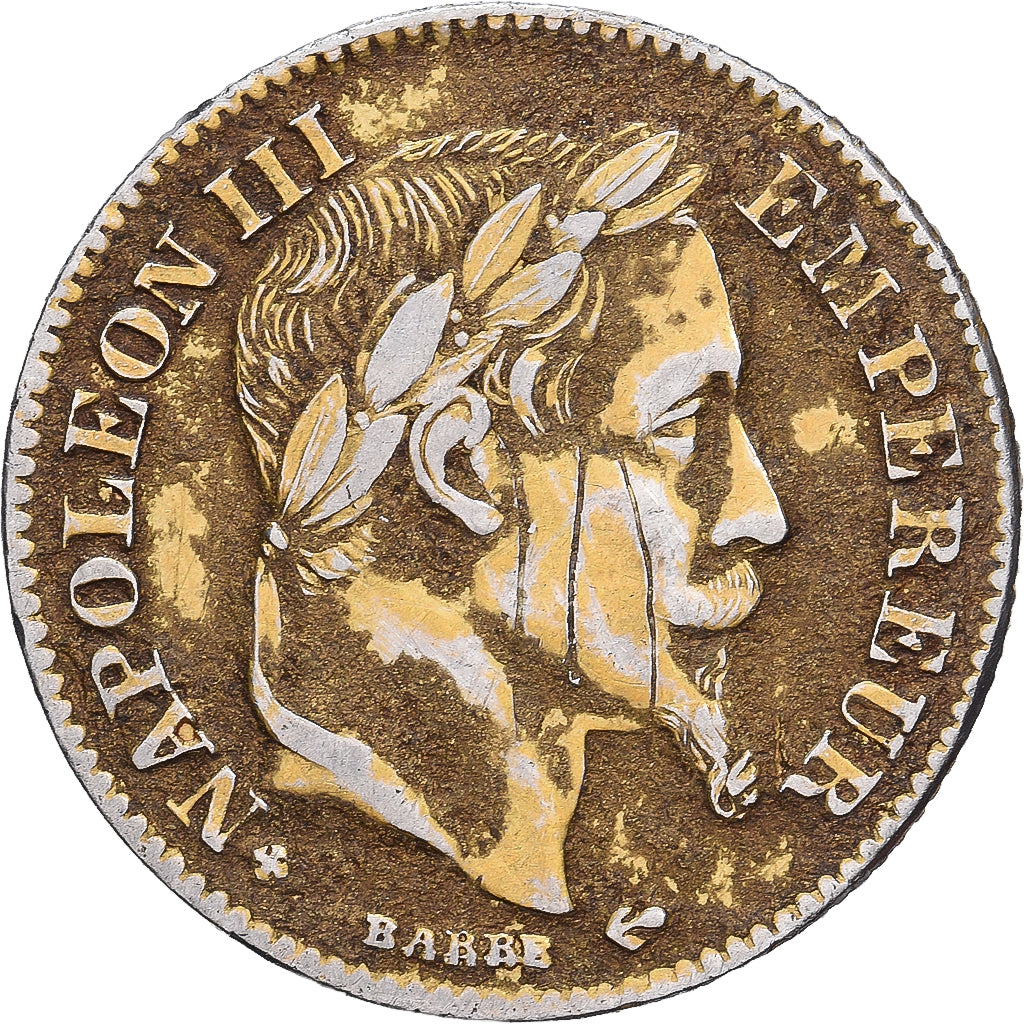 France, Napoléon III, 10 Francs, 1867, Strasbourg, Faux en platine doré