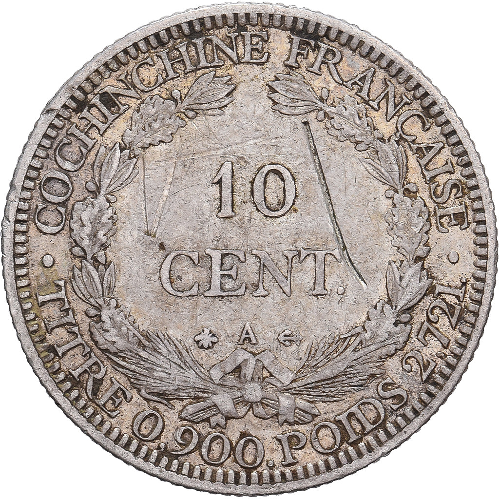 FRANS COCHIN CHINA, 10 Cents, 1879, Paris, Zilver, FR+