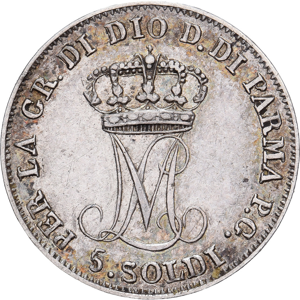 Duchy of Parma and Piacenza, Maria Luigia, 5 Soldi, 1830, Parma, Plata, MBC+