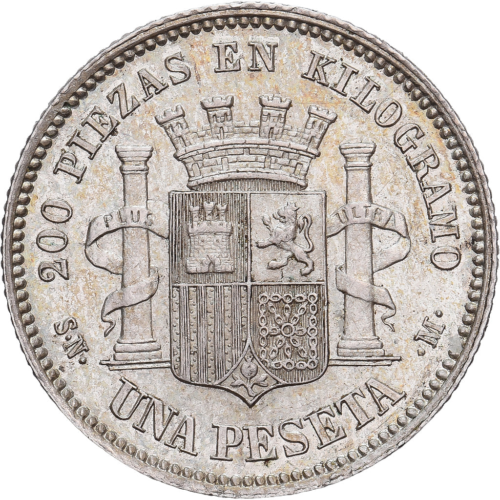 Spagna, Provisional Government, 1 Peseta, 1869, Madrid, Argento, SPL