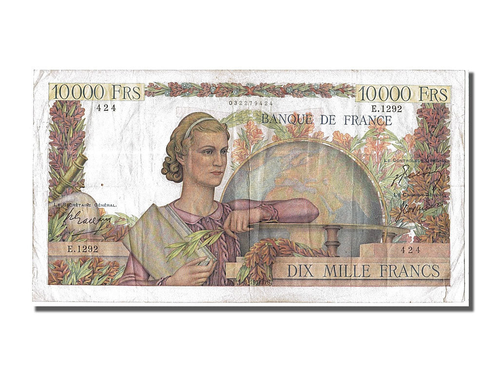 Banknote, France, 10,000 Francs, 10 000 F 1945-1956 ''Génie Français'', 1951