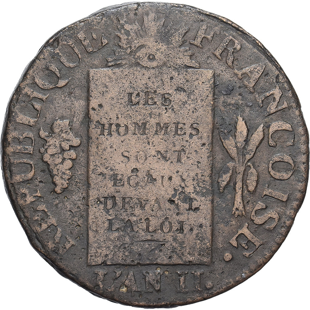 France, Convention, Sol aux Balances, 1793 / AN II, Dijon, Bronze, VF(20-25)