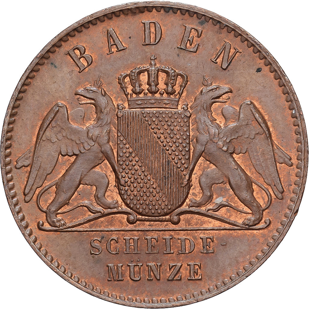 Grand Duchy of Baden, Friedrich I, 1 Kreuzer, 1865, Karlsruhe, Cobre, EBC+