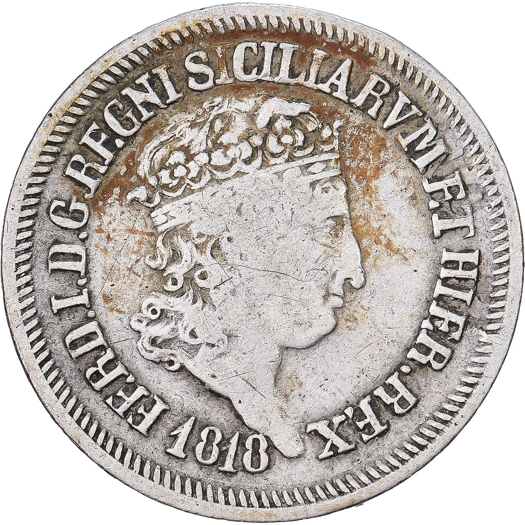 Kingdom of the Two Sicilies, Ferdinand I, 10 Grana, 1818, Naples, Srebro