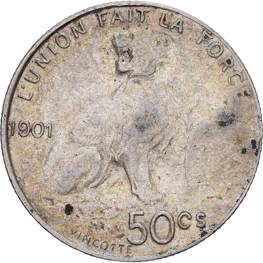 Belgien, Leopold II, 50 Centimes, 1901, Brussels, Silber, SS