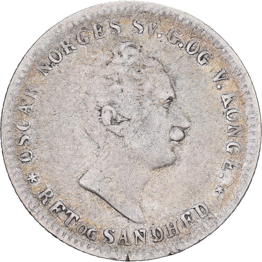 Noruega, Oscar I, 12 Skilling, 1855, Kongsberg, Plata, BC+