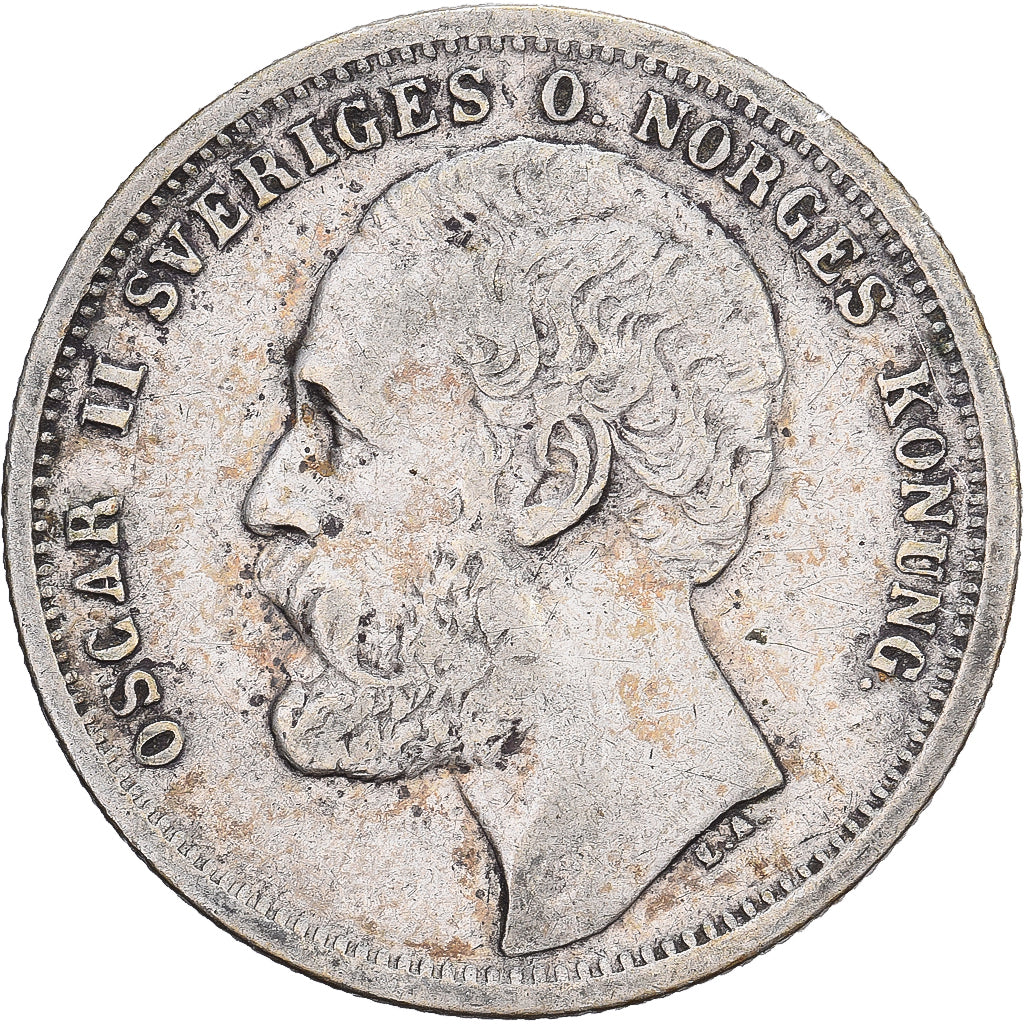 Svezia, Oscar II, 1 Krona, 1876, Stockholm, Argento, MB+