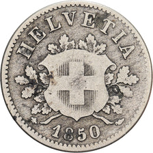Switzerland, 10 Rappen, 1850, Strasbourg, Billon, VF(30-35)
