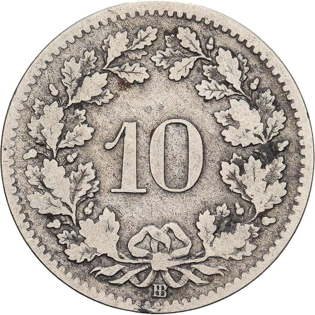 Switzerland, 10 Rappen, 1850, Strasbourg, Billon, VF(30-35)