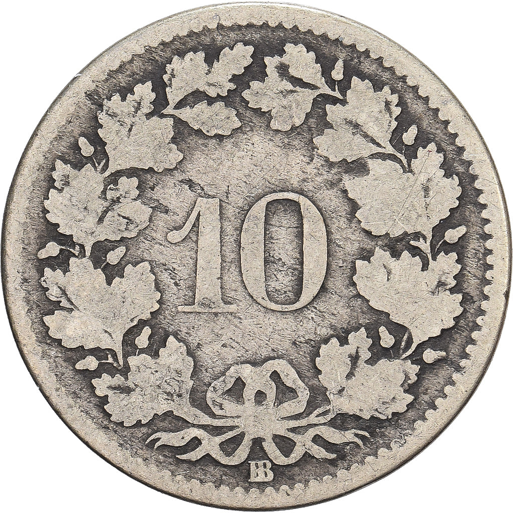 Switzerland, 10 Rappen, 1851, Strasbourg, Billon, F(12-15)
