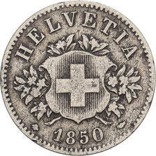 Switzerland, 20 Rappen, 1850, Strasbourg, Billon, VF(20-25)