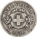 Switzerland, 20 Rappen, 1850, Strasbourg, Billon, VF(20-25)