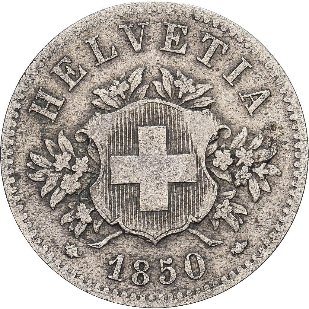 Svizzera, 20 Rappen, 1850, Strasbourg, Biglione, BB