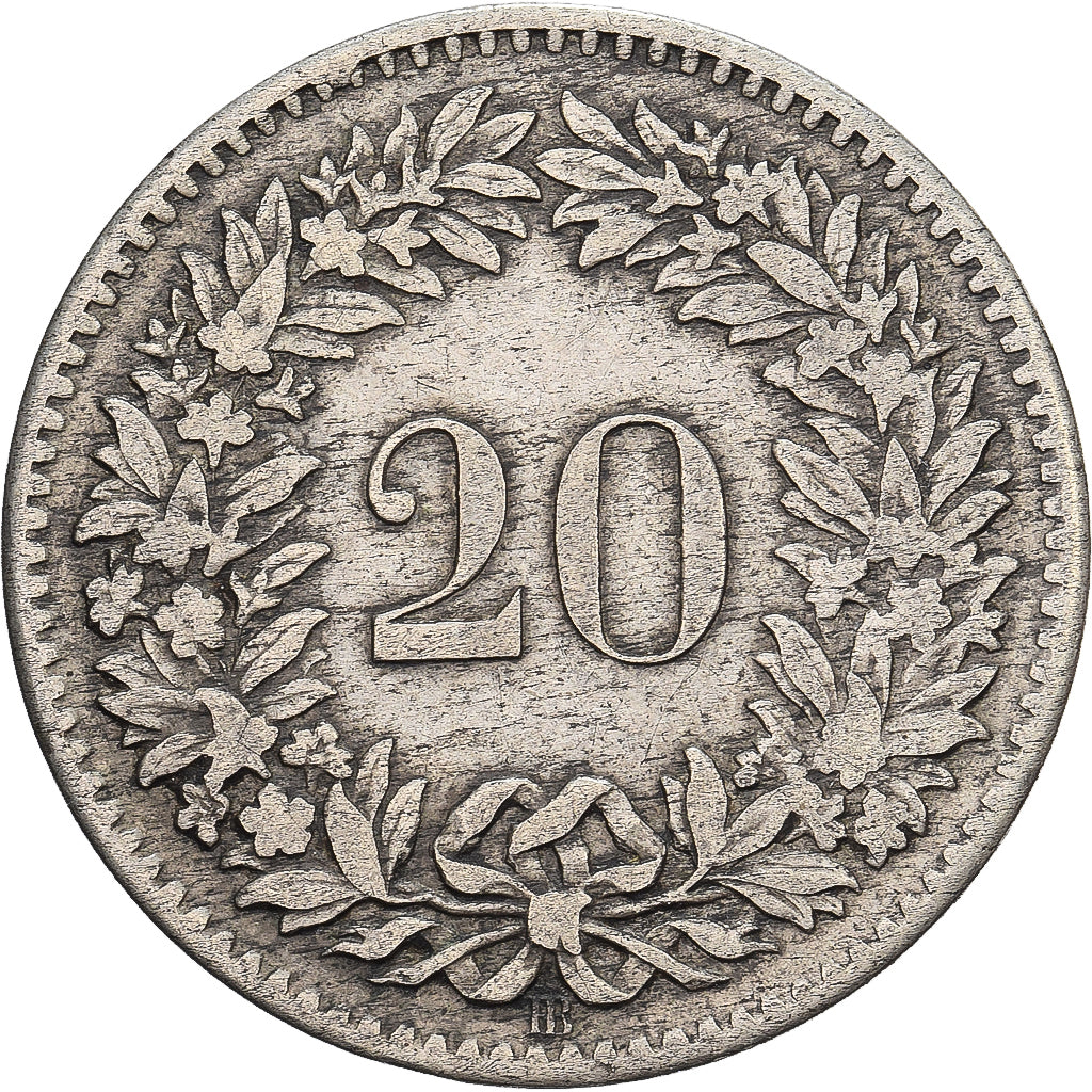 Svizzera, 20 Rappen, 1850, Strasbourg, Biglione, BB