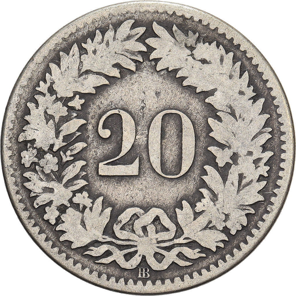 Schweiz, 20 Rappen, 1850, Strasbourg, Billon, SGE+