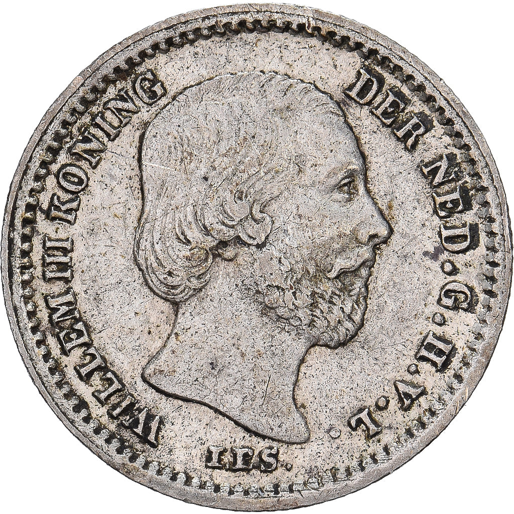 Países Bajos, Willem III, 5 Cents, 1859, Utrecht, Plata, MBC+