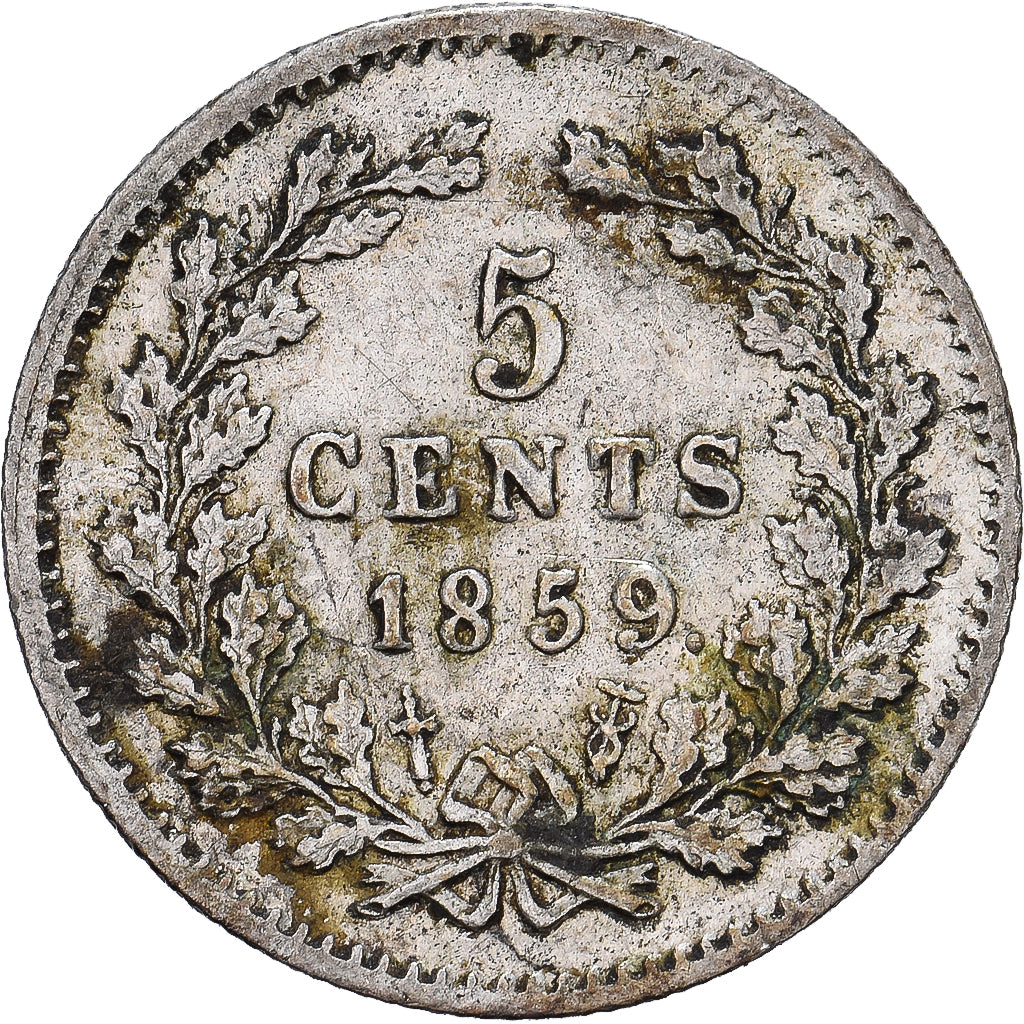Países Bajos, Willem III, 5 Cents, 1859, Utrecht, Plata, MBC+