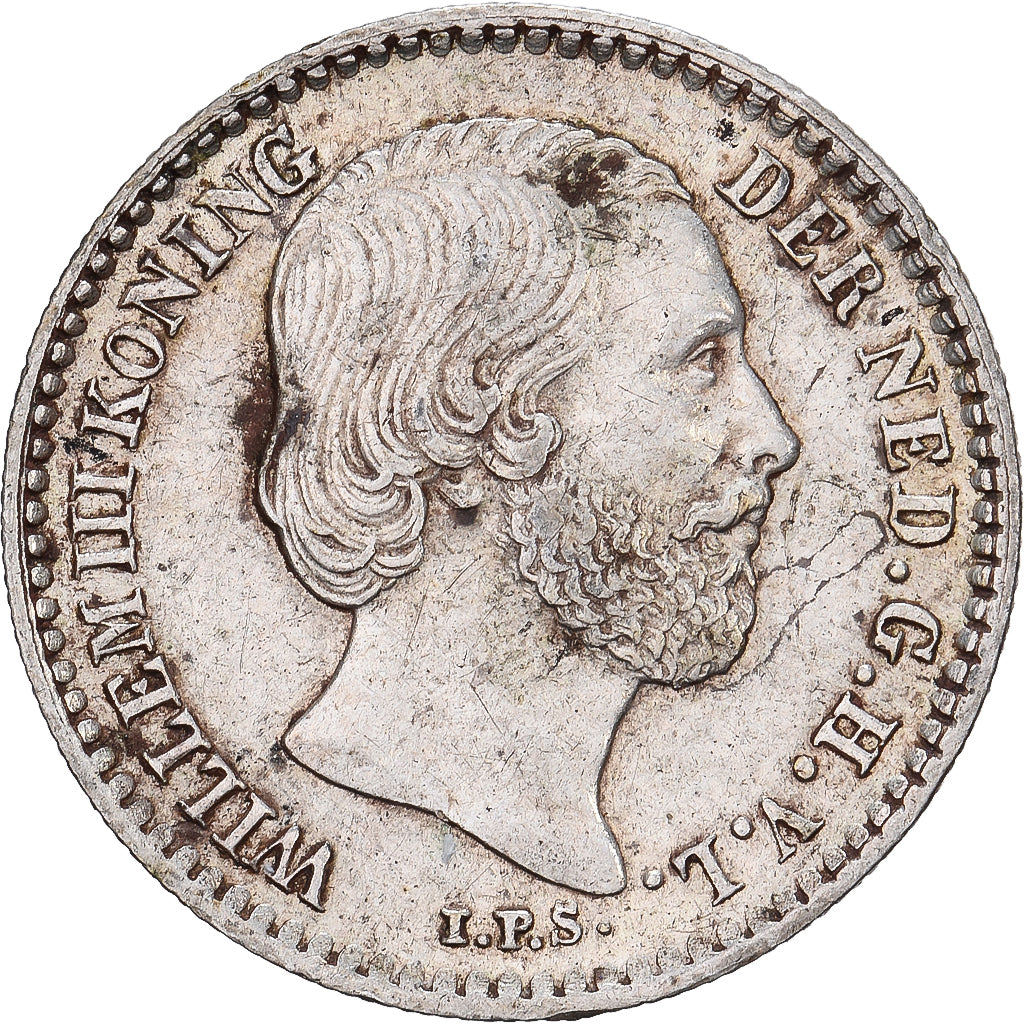 Países Baixos, Willem III, 10 Cents, 1863, Utrecht, Prata, AU(50-53)
