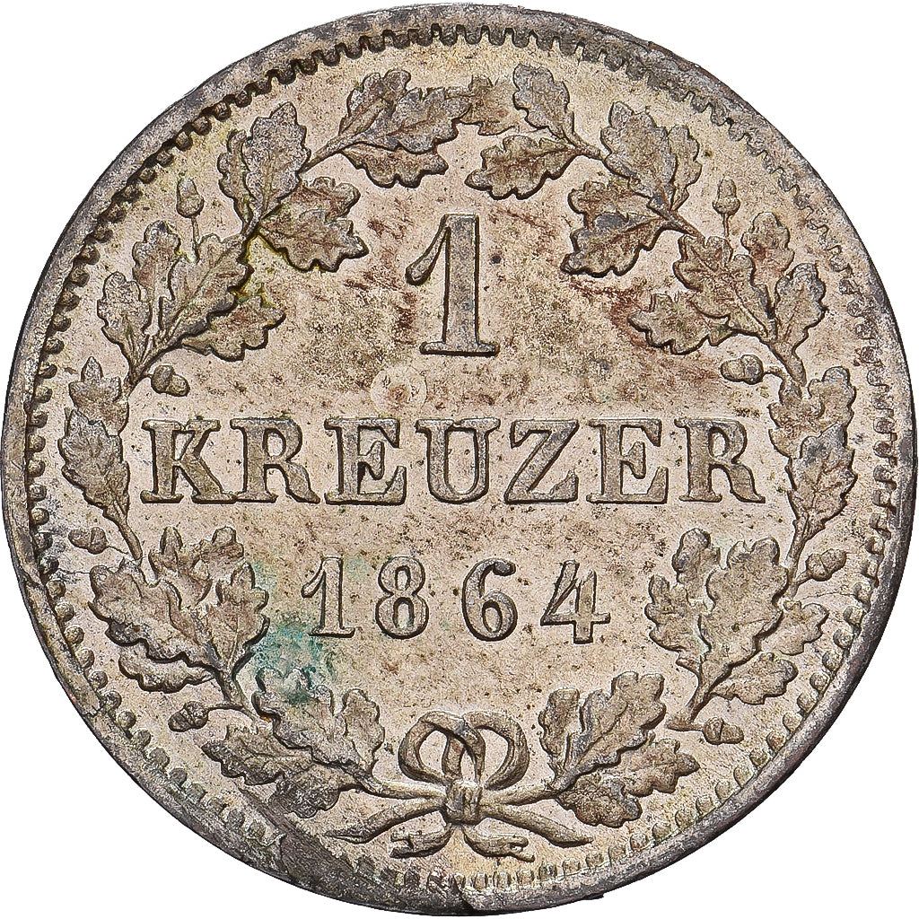 Grand Duchy of Hessen, Ludwig III, 1 Kreuzer, 1867, Darmstadt, Argento, SPL