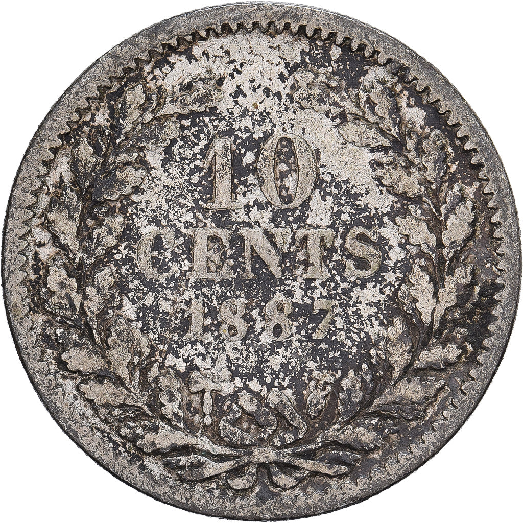 Países Bajos, Willem III, 5 Cents, 1887, Utrecht, Plata, BC+