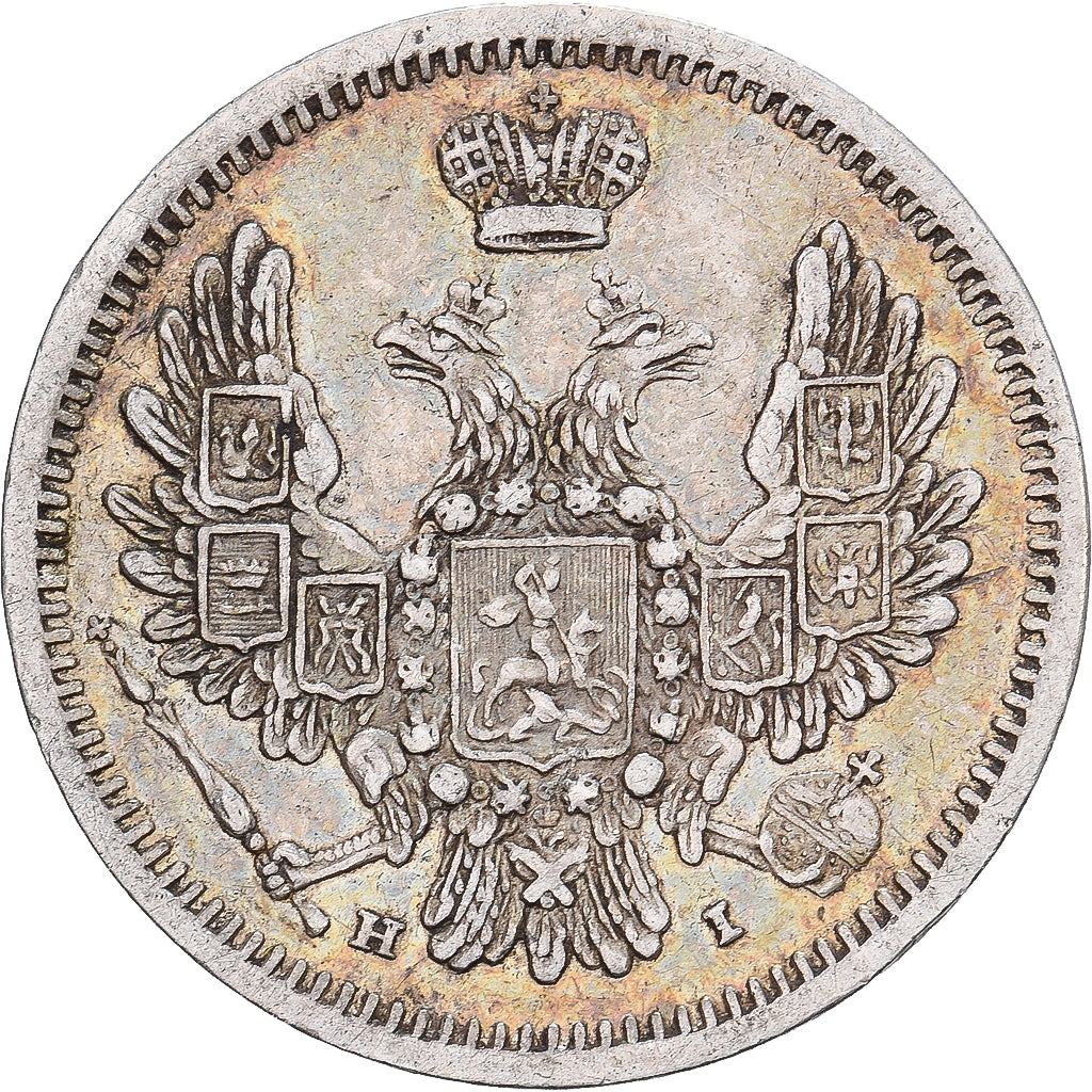 Russia, Nicholas I, 10 Kopeks, 1853, Saint Petersburg, Argento, BB+