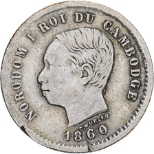 Cambodia, Norodom I, 50 Centimes, 1860, Silver, VF(30-35)