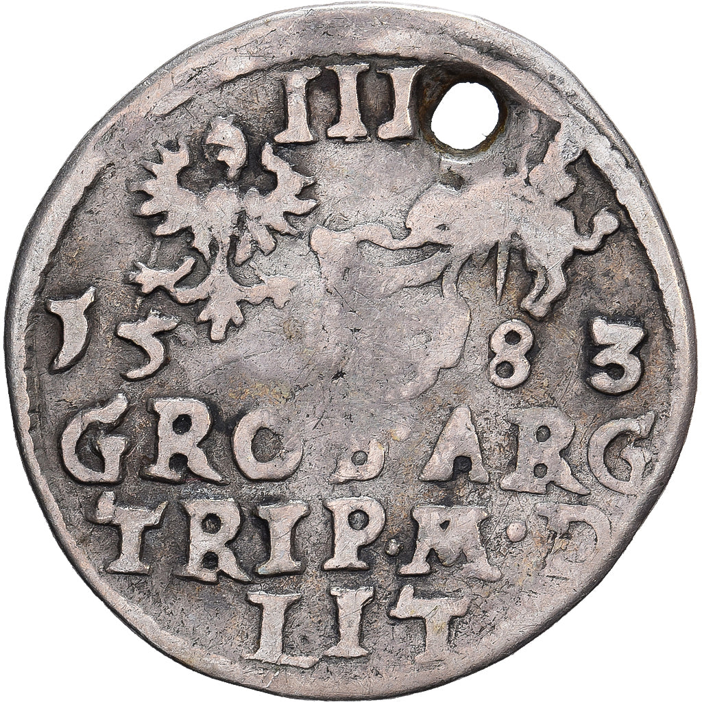 Poland–Lithuania, Stephen Báthory, 3 Grosze, 1583, Vilnius, Silver, VF(30-35)